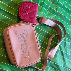 Juicy Couture pink Crossbody Bag Duo dark pink sequins wallet with mirror